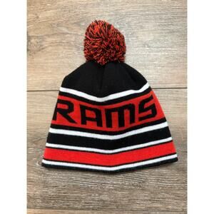 Rams Pom Beanie Winter Hat Orange Black Knit Hat